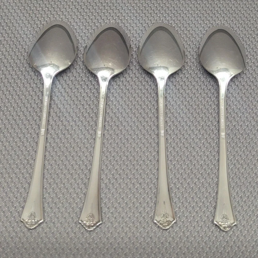 Vintage Holmes & Edwards Spring Garden Silverplate Teaspoons Set of 4 Floral